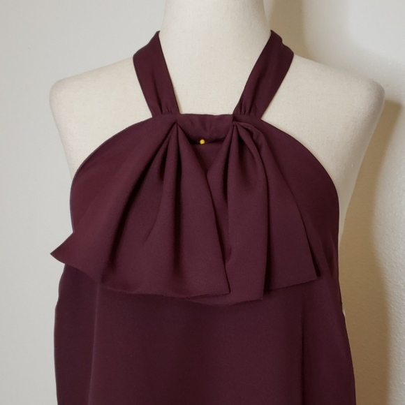 NEW Merona Eggplant Halter Dress Bare Shoulder Classic Bow Barbiecore Formal - Picture 1 of 10